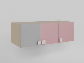 Антресоль на шкаф 3-х створчатый (Розовый/Серый/корпус Клен) в Норильске - norilsk.katalogmebeli.com | фото