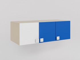 Антресоль на шкаф 3-х створчатый Скай люкс (Синий/Белый/корпус Клен) в Норильске - norilsk.katalogmebeli.com | фото