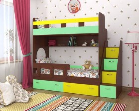 Детская двухъярусная кровать Юниор-1 Белый/Синий Распродажа в Норильске - norilsk.katalogmebeli.com | фото 4