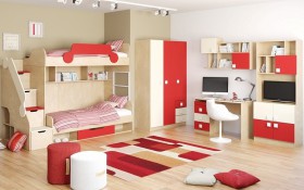 Детская комната Бэрри (Бежевый/Красный/корпус Клен) в Норильске - norilsk.katalogmebeli.com | фото 2