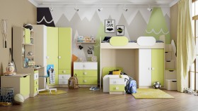 Детская комната Эппл (Зеленый/Белый/корпус Клен) в Норильске - norilsk.katalogmebeli.com | фото 13