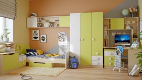 Детская комната Эппл (Зеленый/Белый/корпус Клен) в Норильске - norilsk.katalogmebeli.com | фото 11