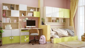 Детская комната Эппл (Зеленый/Белый/корпус Клен) в Норильске - norilsk.katalogmebeli.com | фото 12