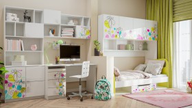 Детская комната Флер (Белый/корпус Выбеленное дерево) в Норильске - norilsk.katalogmebeli.com | фото 2