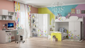 Детская комната Флер (Белый/корпус Выбеленное дерево) в Норильске - norilsk.katalogmebeli.com | фото 3