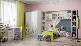 Детская комната Флер (Белый/корпус Выбеленное дерево) в Норильске - norilsk.katalogmebeli.com | фото 1