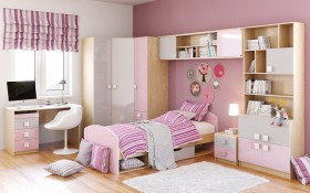 Детская комната Грэйси (Розовый/Серый/корпус Клен) в Норильске - norilsk.katalogmebeli.com | фото 3