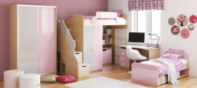 Детская комната Грэйси (Розовый/Серый/корпус Клен) в Норильске - norilsk.katalogmebeli.com | фото 5