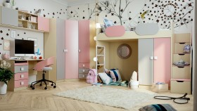 Детская комната Грэйси (Розовый/Серый/корпус Клен) в Норильске - norilsk.katalogmebeli.com | фото 1