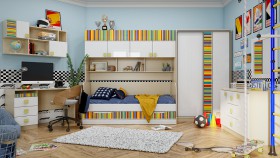 Детская комната Клаксон без машинок (Белый/корпус Клен) в Норильске - norilsk.katalogmebeli.com | фото 5