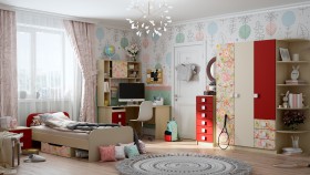 Детская комната Ретвит (Бежевый/Красный/корпус Клен) в Норильске - norilsk.katalogmebeli.com | фото 5