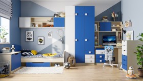Детская комната Скай (Синий/Белый/корпус Клен) в Норильске - norilsk.katalogmebeli.com | фото