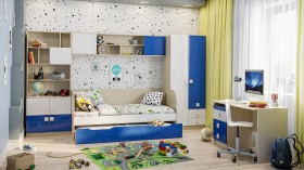 Детская комната Скай Люкс (Синий/Белый/корпус Клен) в Норильске - norilsk.katalogmebeli.com | фото