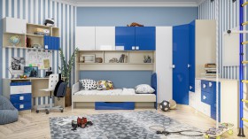 Детская комната Скай Люкс (Синий/Белый/корпус Клен) в Норильске - norilsk.katalogmebeli.com | фото 3