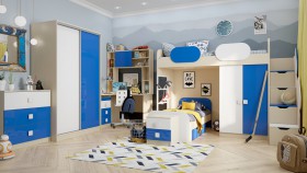 Детская комната Скай Люкс (Синий/Белый/корпус Клен) в Норильске - norilsk.katalogmebeli.com | фото 5