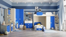 Детская комната Скай Люкс (Синий/Белый/корпус Клен) в Норильске - norilsk.katalogmebeli.com | фото 7