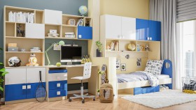 Детская комната Скай Люкс (Синий/Белый/корпус Клен) в Норильске - norilsk.katalogmebeli.com | фото 9