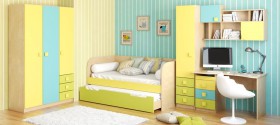 Детская комната Смайли (Желтый/Голубой/Зеленый/корпус Клен) в Норильске - norilsk.katalogmebeli.com | фото