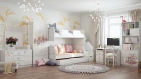 Детская комната Совушки (Белый/корпус Выбеленное дерево) в Норильске - norilsk.katalogmebeli.com | фото 3