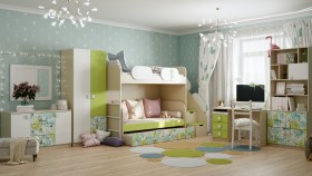 Детская комната Твит (Белый/Зеленый/корпус Клен) в Норильске - norilsk.katalogmebeli.com | фото 4