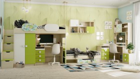 Детская комната Твит (Белый/Зеленый/корпус Клен) в Норильске - norilsk.katalogmebeli.com | фото 8