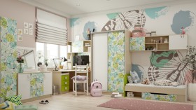 Детская комната Твит (Белый/Зеленый/корпус Клен) в Норильске - norilsk.katalogmebeli.com | фото