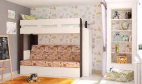 Кровать с диваном 75 Карамель Атлант (Венге Магия /Сосна Карелия/Савана) в Норильске - norilsk.katalogmebeli.com | фото