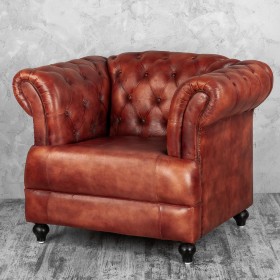 Кресло кожаное Лофт Честер-Нью (Коричневый) в Норильске - norilsk.katalogmebeli.com | фото