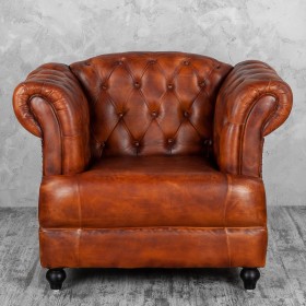 Кресло кожаное Лофт Честер-Нью (Коричневый, Рыжий) в Норильске - norilsk.katalogmebeli.com | фото 7