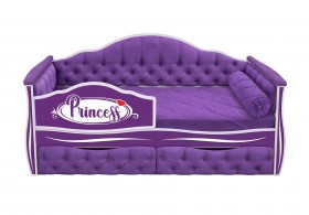 Кровать 160 серии Иллюзия 2 ящика 32 Фиолетовый (мягкие боковые накладки/подушка валик) в Норильске - norilsk.katalogmebeli.com | фото