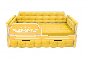 Кровать 160 серии Спорт 2 ящика 74 Жёлтый (мягкие боковые накладки) в Норильске - norilsk.katalogmebeli.com | фото