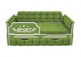 Кровать 160 серии Спорт 2 ящика 76 Зелёный (мягкие боковые накладки) в Норильске - norilsk.katalogmebeli.com | фото