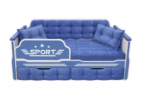 Кровать 160 серии Спорт 2 ящика 85 Синий (подушки) в Норильске - norilsk.katalogmebeli.com | фото