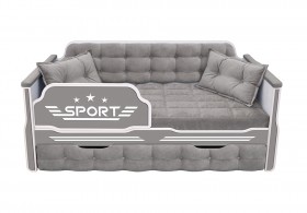 Кровать 170 серии Спорт 1 ящик 45 Серый (подушки) в Норильске - norilsk.katalogmebeli.com | фото