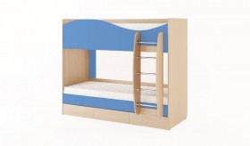 Кровать 2-х ярусная с ящиками (Беленый дуб/Синий) в Норильске - norilsk.katalogmebeli.com | фото 4