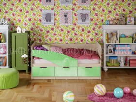 Кровать Бабочки 1,6м (Салатовый металлик) в Норильске - norilsk.katalogmebeli.com | фото 1