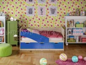 Кровать Бабочки 1,6м (Синий металлик) в Норильске - norilsk.katalogmebeli.com | фото