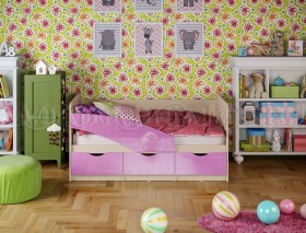 Кровать Бабочки 1,6м (Сиреневый металлик) в Норильске - norilsk.katalogmebeli.com | фото