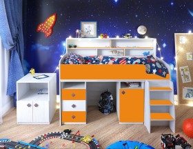 Кровать-чердак Малыш-5 Винтерберг/Оранжевый в Норильске - norilsk.katalogmebeli.com | фото 1