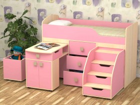 Кровать детская Фея 1.6 Дуб молочный/Розовый в Норильске - norilsk.katalogmebeli.com | фото
