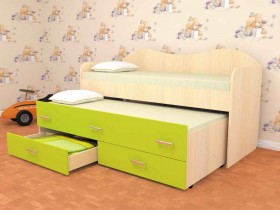 Кровать детская Нимфа двухместная 2.0 Дуб молочный/Лайм в Норильске - norilsk.katalogmebeli.com | фото