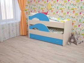 Кровать детская Радуга 1600 Млечный дуб/Голубой в Норильске - norilsk.katalogmebeli.com | фото