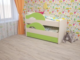 Кровать детская Радуга 1600 Млечный дуб/Салатовый в Норильске - norilsk.katalogmebeli.com | фото