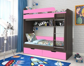 Кровать двухъярусная Юниор-5  Бодего/Розовый в Норильске - norilsk.katalogmebeli.com | фото