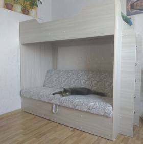 Кровать двухъярусная с диваном (Беленый дуб) в Норильске - norilsk.katalogmebeli.com | фото