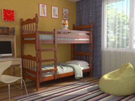 Кровать двухъярусная Соня из массива сосны 800*1890 Орех в Норильске - norilsk.katalogmebeli.com | фото