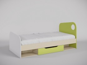 Кровать Эппл 1950х950 (Зеленый/Белый/Клен) в Норильске - norilsk.katalogmebeli.com | фото