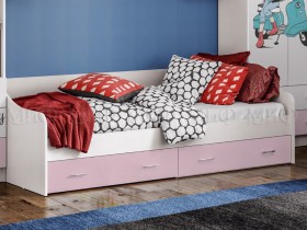 Кровать Fashion-1 Вега 0,9 м (Белый/Розовый) в Норильске - norilsk.katalogmebeli.com | фото