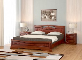 Кровать Карина-7 из массива сосны 1400*2000 Орех в Норильске - norilsk.katalogmebeli.com | фото 1