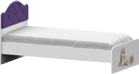 Кровать Каспер с мягкой спинкой и фотопечатью (800х1900)Белый/Фиолетовый в Норильске - norilsk.katalogmebeli.com | фото